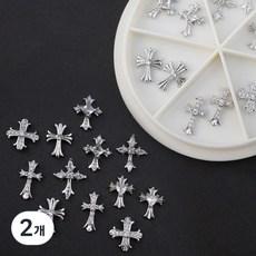 네일데코 십자가 네일파츠 지르콘스톤-106 실버 하트 스톤 12개입, 2개, 1.실버 /E152