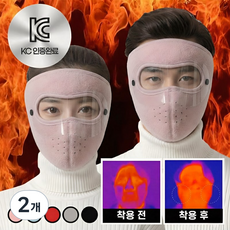 KC인증 리에라벨 페이스 풀가드 방한 마스크 고글, 베이비핑크, 2개, 2개입