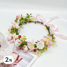 화관 브라이덜샤워 셀프웨딩 꽃머리띠, 2개, 쥴라이J