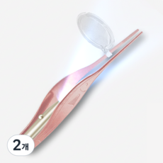 코코스누즈 LED 라이트 귀이개 핀셋 귀파게 귀후비개 귀지집게 귀지핀셋 귀청소 로즈골드 귀클리너, 2개, 1개입
