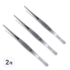 플러스리빙 의료용 핀셋 SUS-304 일반형 직선형 12.5cm 14cm 16cm 정밀 집게 스테인레스, 2개, SUS304 일반직선형 14cm