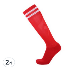 제이차니 성인 축구 통기성 양말, 2개, 빨강