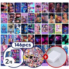 2026 최신판 케이팝데몬헌터스 캐릭터카드 케데헌 포카 헌트릭스 굿즈 포토카드팩 도무송 스티커 세트, 146장 SET, 2개