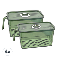 헬로제인 다이얼 냉장고 트레이 수납 정리 보관함, 그린, 4개