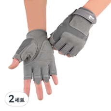 투바이젠 자전거 라이딩 장갑 등산 헬스 반장갑, 2세트, 그레이
