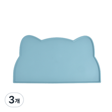 펫블리스 흘림방지 강아지 고양이 논슬립 실리콘 식기매트, 딥스카이, 3개