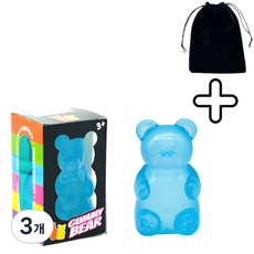 펜토리 로제 공 스퀴시 스트레스볼 곰돌이 버전, 3개, 112g, 블루