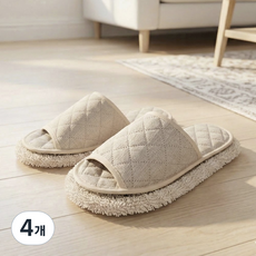 필굿리빙 극세사 청소슬리퍼, 4개, 아이보리