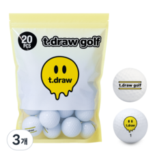 티드로우 고반발 비거리 삼선라인 캐릭터 골프공 화이트, 20개입, 3개