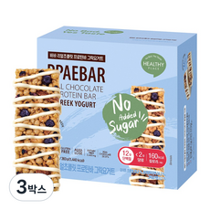 무가당 설탕X 빼바 리얼초콜릿 프로틴바 그릭요거트, 3박스, 360g