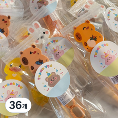 [주랑이네] 동물친구들 비눗방울 구디백 답례품 선물세트, 땡큐스티커, 36개