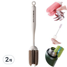 마담봉자 실리콘 3in1 텀블러 물병 틈새 브러쉬 세척솔, 2개, 그레이