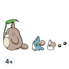 미리아 차량용 스티커 이웃집 토토로 데코 스티커, 4개, 왼쪽으로 향한 토토로