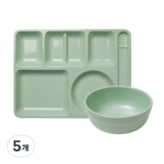[식판의 고수] 주니어 한식식판 + 한식볼 SET (7 colors), 5개, 아보카도 민트