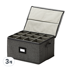 빈아미고 스토리지 박스 와인잔 머그컵 보관함, 3개, 그레이