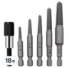 공구PXJ 반대탭 세트육각비트 볼트리무버 나사제거 히다리탭, 1, 18개