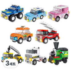 자동차블럭 미니 블록 조립 장난감 어린이집 선물 8종, 3세트, 혼합색상