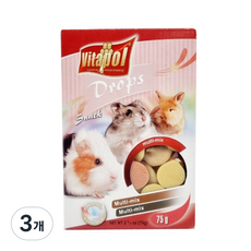 비타폴 햄스터 멀티 믹스 드롭스 75g 햄스터 토끼 기니피그 간식 먹이 사료, 3개
