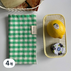 패브릭덮개 전자레인지 커버 체크테이블매트 촬영소품, 11.라이트그린, 4개, 40*30