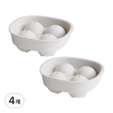 히어키친 국내생산 실리콘 원형 4구 아이스볼 메이커, 크림 1+1, 4개