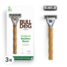 불독 오리지날 대나무 면도기, 3개, 면도기 + 면도날 2p