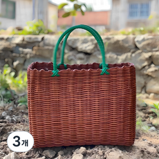라틴 가방 피크닉 바구니, 브라운+그린(손잡이), 3개