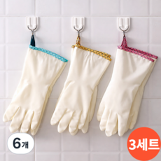 고리형 니트릴 안찢어지는 고무장갑, 6개, 소(S), 혼합색상