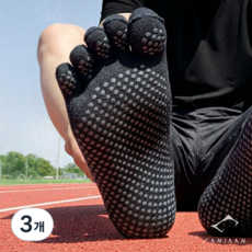 카니언 밸런스 안티슬립 토삭스 스포츠 발가락 양말, 중목, 3개, 블랙