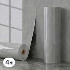 에이제이케이 [정품] 붙이는 벽지 데코타일 폼블럭 대리석 롤 타일시트지 60x300cm, 4개, 라이트 그레이