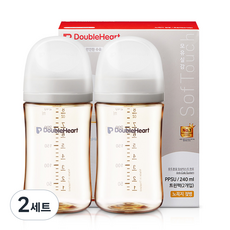 더블하트 모유실감 3세대 PPSU 모먼트 젖병 트윈팩(젖꼭지미포함), 오후의베이지, 240ml, 2세트