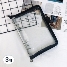 A5 6공 바인더 커버 글리터 지퍼형 포카바인더, 3개 3개