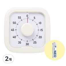 무드그라운드 무소음 뽀모도로 구글 타이머 공부 알람 건전지포함, 2개, 아이보리