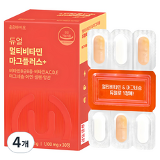 온유바이오 듀얼 멀티비타민 마그네슘 올인원 종합영양제 근육비타민 마그플러스+ 1개월, 30정, 4개