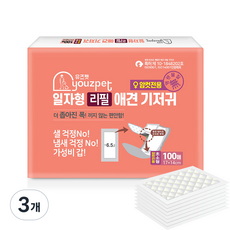 유즈펫 리필 일자형 강아지 속기저귀, 초소형, 100개입, 3개