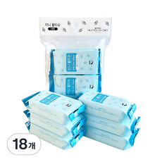 글로우앤고 작고 깨끗한 미니 물티슈 휴대용 초미니 포켓 사이즈, 18개, 8매, 45g
