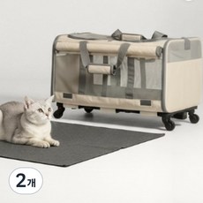 우아지오 반려동물 2칸분리 캐리어 이동 가방 L, 베이지, 2개