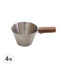 카페마스터 스텐 우드핸들 샷잔 120ml 에스프레소 샷잔 홈카페, 4개, 실버