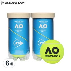 던롭 테니스볼 AO 2캔-4구 테니스공 캔볼 시합구, 6개, 던롭 AO
