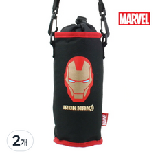 미니미월드 아이언맨 센슈얼 물병 크로스 주머니, 블랙, 2개