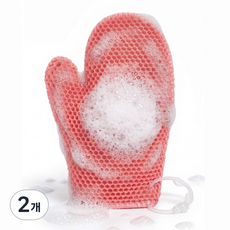 TPU 벌집 샤워글러브 각질제거 목욕장갑 때밀이 바디스크럽 샤워장갑, 핑크, 2개, 1개입