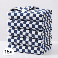 융풍 수건 호텔 수건 포근한 부드러움 체크 패턴 수건으로 행복한 시간을, 15개, 네이비 체크
