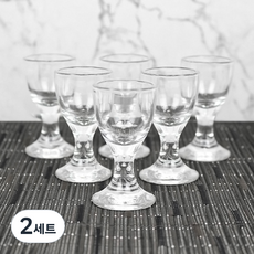 유리 빼갈잔 고량주 술잔 6개묶음 (20ml) 오량액 우량예 수정방 백주 중국술잔 소주잔, 술잔 6P, 2세트