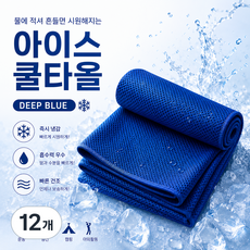 흔들면 다시 시원한 아이스 쿨타올 냉감 스포츠 타월, 12개, 블루