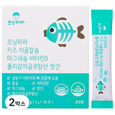 모닝파파 키즈 어골칼슘 아기 유아 어린이 칼슘 칼슘제 성장기 어린이 영양제 30포, 90g, 2박스