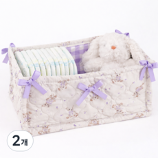 핫쏘잇 다용도 포근한 누빔 기저귀 바구니, 2개, 라벤더