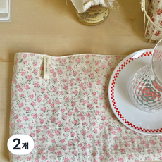 거즈행주 고리 키친크로스 주방핸드타올 국내제작, 2개, 13번 미니장미 분홍