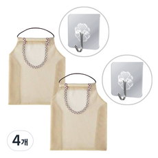 [MKG] 야채 양파 보관망 2P [사은품 무타공 접착 후크 2P], 4개, 베이지