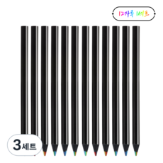 구구펄센 7색 레인보우 무지개 연필 혼합 컬러 매직 펜슬, 3세트, 12개