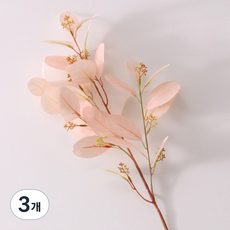 메이크유어홈 유칼립투스 잎 나뭇가지 조화 장식 부쉬 인테리어 꽃 대형, 핑크, 3개