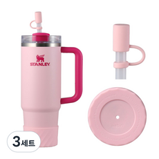 아이크빈 텀블러 바닥커버+빨대마개, 3세트, 핑크